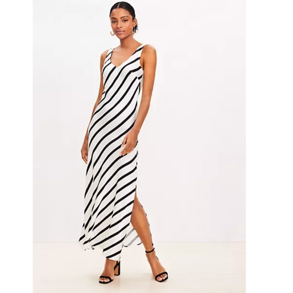 💫 Ann Taylor LOFT Striped Bias Midi Slip Dress - New 💫